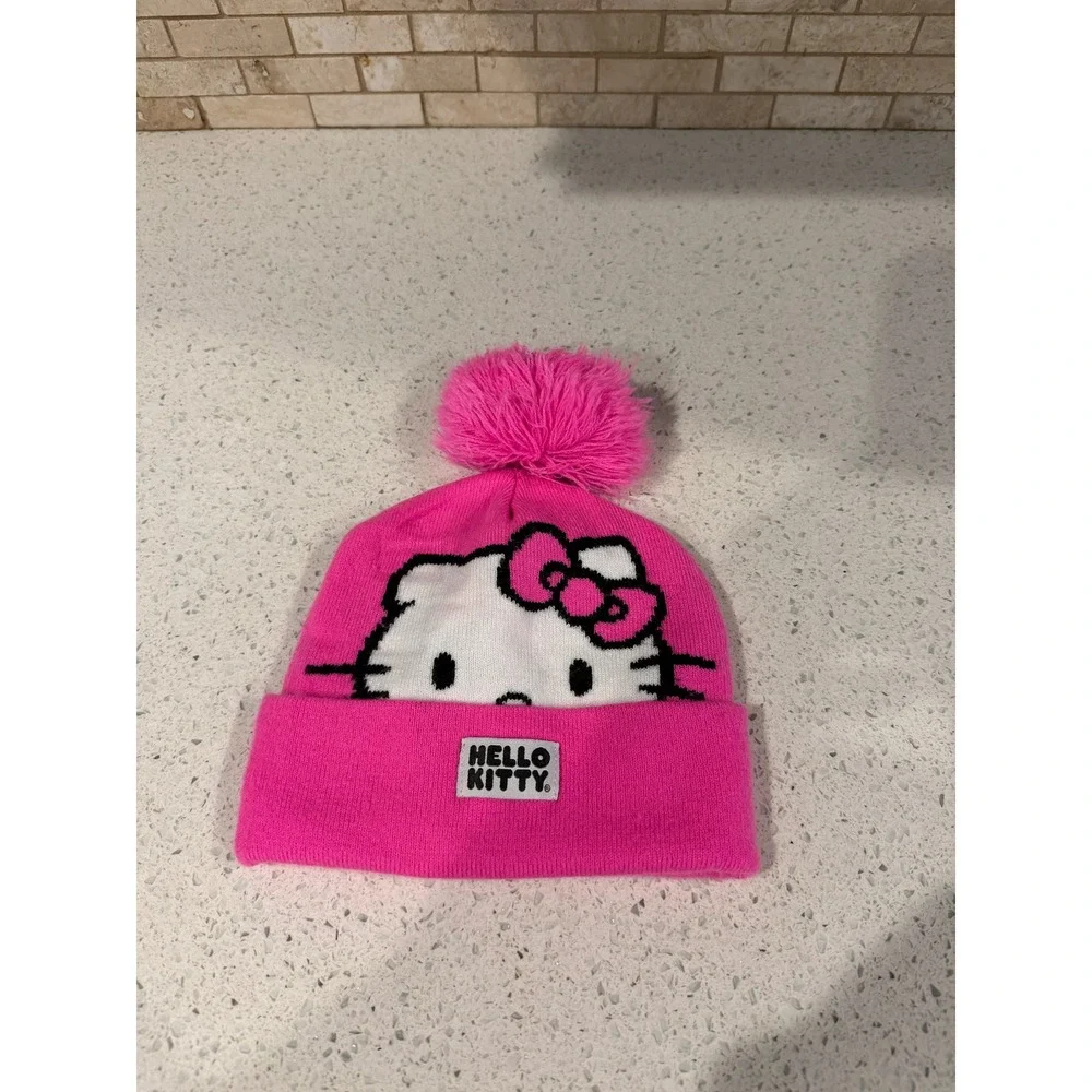 Sanrio Hello Kitty Pink Pom-Pom Beanie